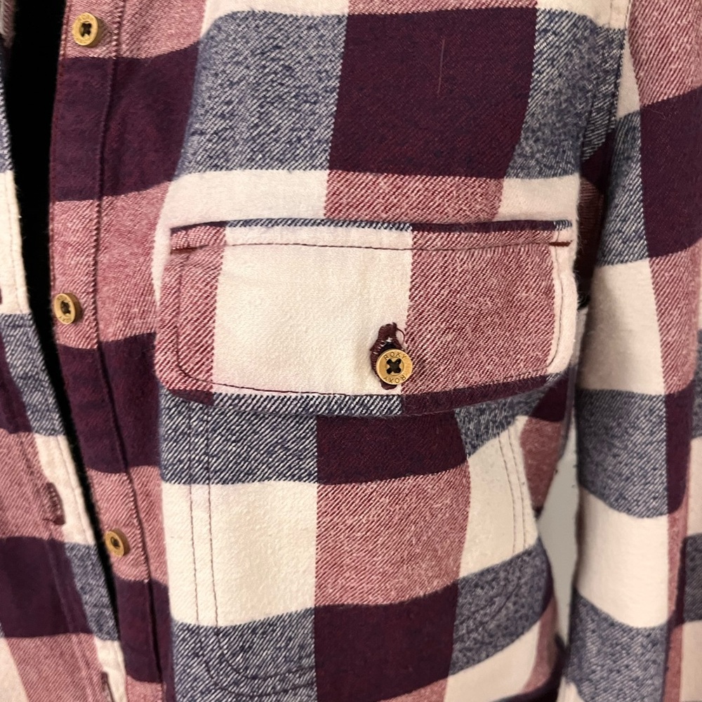 Roxy Plaid Button Down Flannel Shirt - image 4